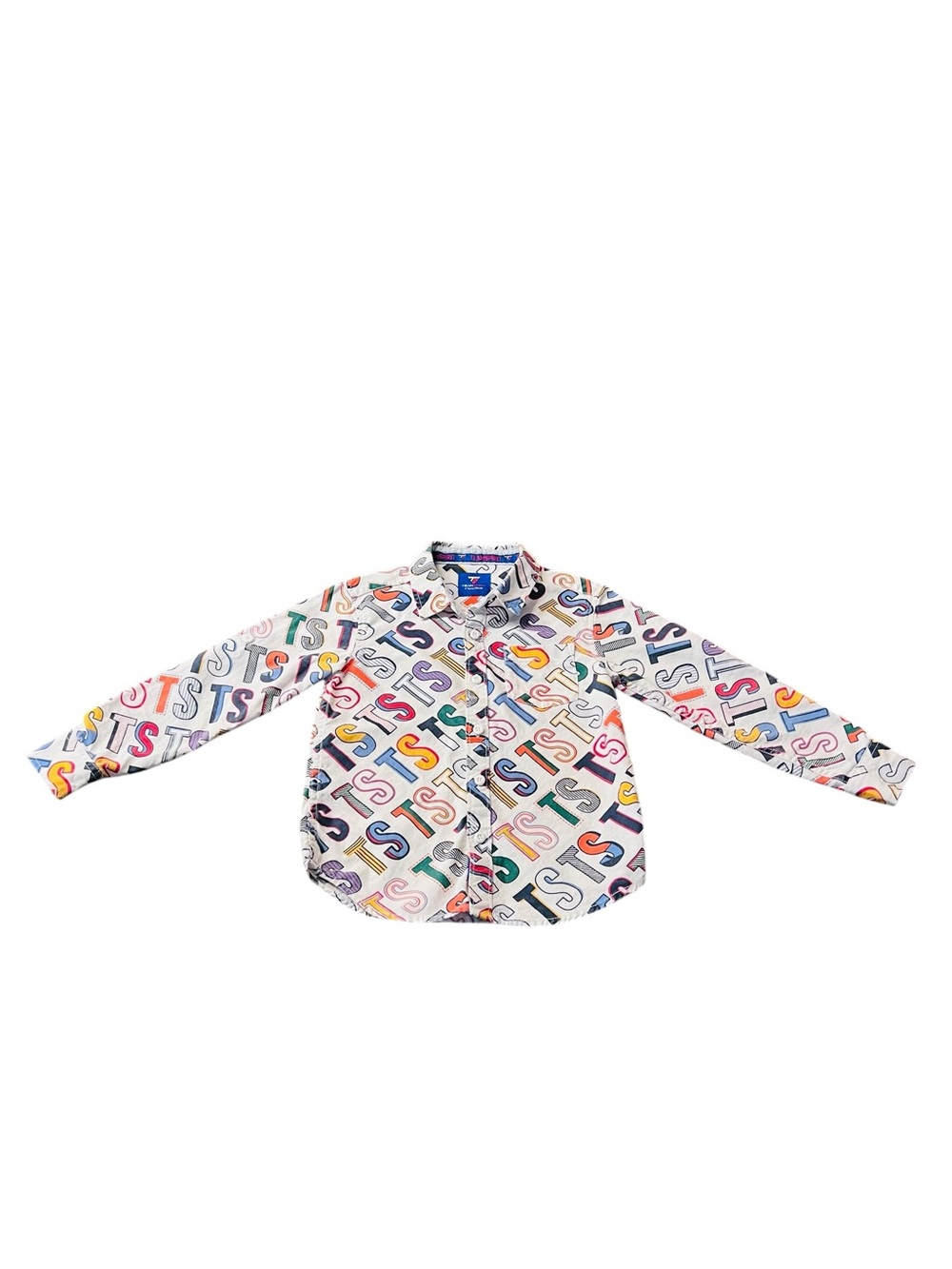 Team Spirit Kids Multicolor 'TS' Print Button-Down Shirt - White Size 2-3Y